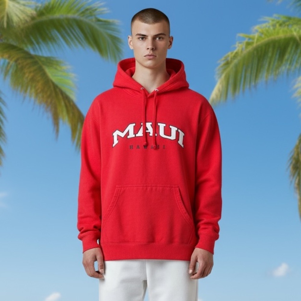 Smart Blanks Maui Hawaii Red Hooded Sweatshirt Size L